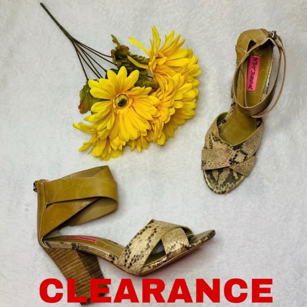 Betsey Johnson Bazar Snake Print Sandal Heels